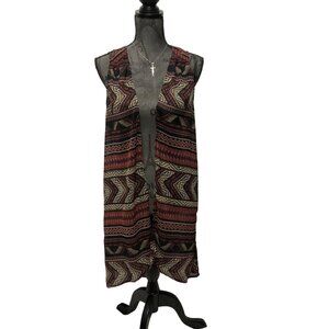 Maurices Sleeveless Boho Vest Womens Size Small Medium Sheer Open Front Cardigan